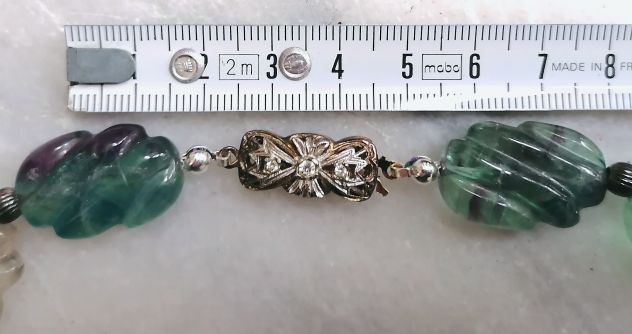 SPETTACOLARE PREZIOSO COLLIER-GIOIELLO IN FLUORITE SCOLPITA, PEZZO UNICO. - Foto 7