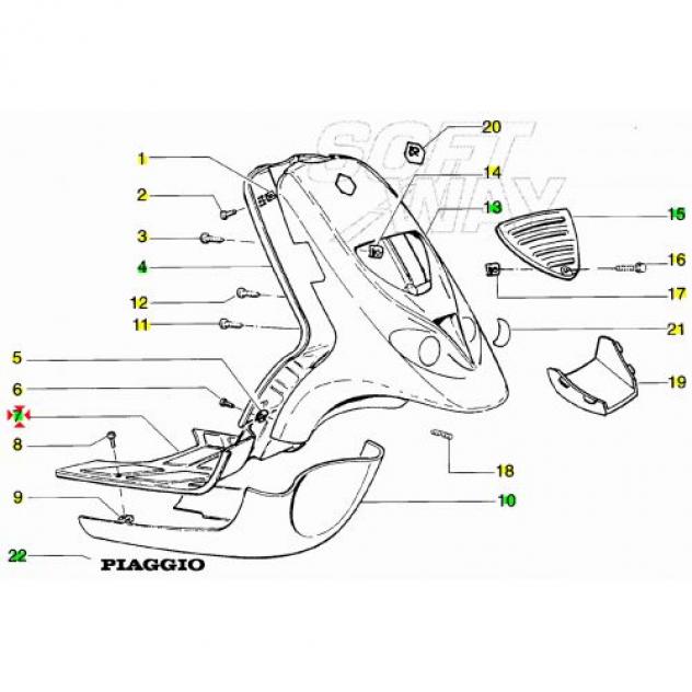 Pedana poggiapiedi blu Piaggio NRG 296948 - Foto 5