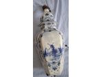 base per lampada in porcellana bianca e decorazioni azzurre h 34cm dametro 14
