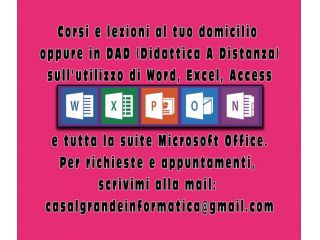 Lezioni a domicilio o in DAD Excel, Word e Office...