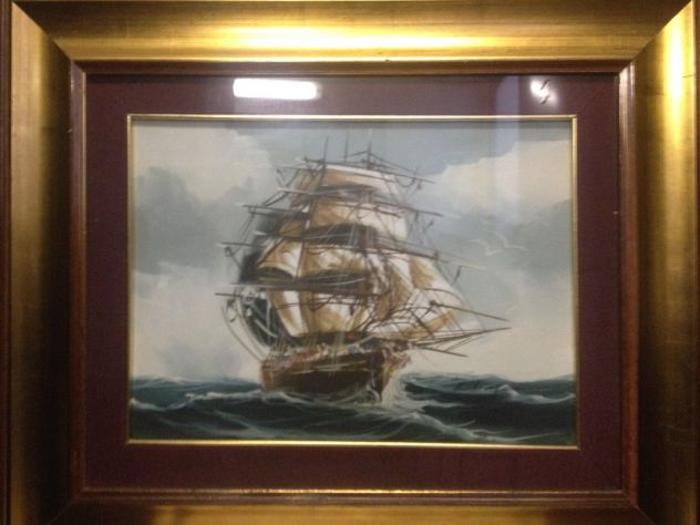 Quadro ad olio soggetto veliero - Foto 3