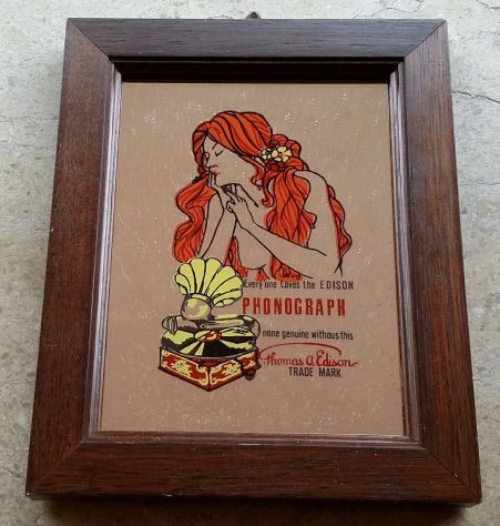 Specchio pubblicitario "Everyone loves the THOMAS A EDISON PHONOGRAPH TRADE MARK