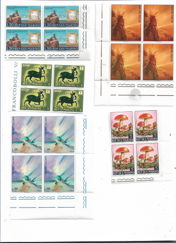 1961/1969 SAN MARINO N 4 QUARTINE NUOVE SERIE COMPLETE FRANCOBOLLI
