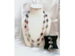 BRILLANTE DEMI PARURE (COLLANA LUNGA + BRACCIALE) METALLO E PIETRE DURE.