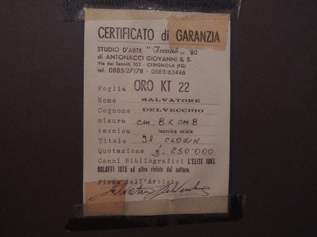 Quadro IL CLOWN su Foglia ORO 22 KT - Foto 3