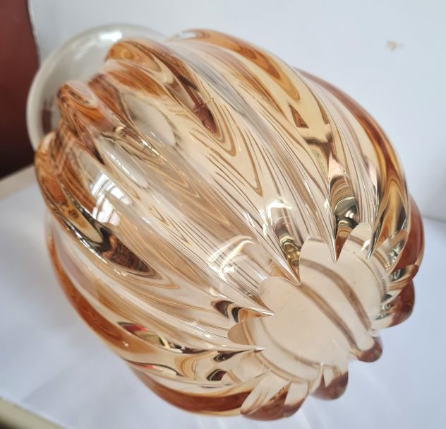 Vaso vetro soffiato a costolature vintage stile Murano - Foto 3