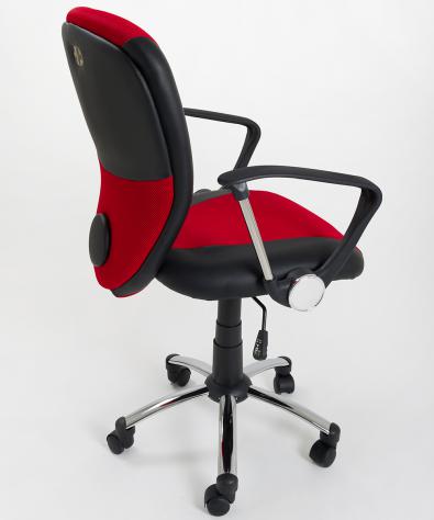 POLTRONA UFFICIO ERGONOMICA GIREVOLE IN MESH/ECOPELLE NERO ROSSO - DIREZIONALE MODELLO SLASH - NUOVA - Foto 5