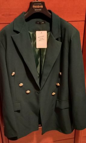 Giacca blazer da donna verde bottoni dorati doppiopetto giacca all-match tg XXL - Foto 6