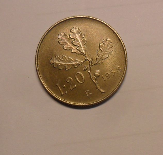 20 LIRE REPUBBLICA ITALIANA DEL 1958 - RAMO DI QUERCIA -