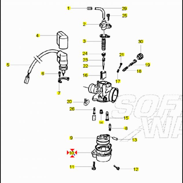 Vaschetta per carburatori scooter Dell'Orto PHVA e PHVB - Foto 6