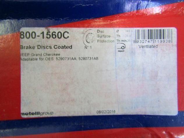 800-1560C COPPIA DISCHI FRENO POSTERIORI AUTOVENTILATI CIFAM JEEP GRAND CHEROKEE 3.0 CRD 160KW RICAMBIO NUOVO - Foto 4