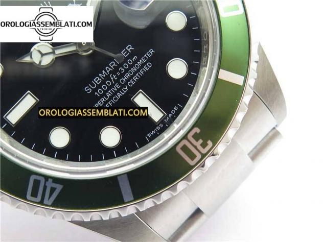 Rolex Replica SUBMARINER 16610 LV KERMIT VERDE ACCIAIO 904L 1:1 MIGLIOR EDIZIONE SU BRACCIALE SS SH3135 - Foto 6