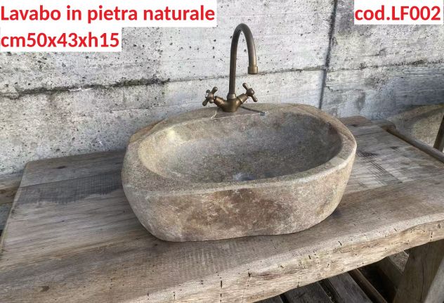 Lavabo lavandino da appoggio in pietra naturale 1 - Foto 5