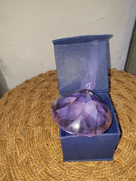 Fermacarte vetro di Murano forma di diamante rosa NUOVO - Foto 2