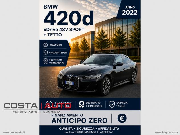 BMW Serie 4 2022 420d xDrive 48V Sport+Tetto Tettuccio APRIBILE