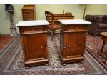 Antica coppia di comodini con piano in marmo stile Luigi Filippo