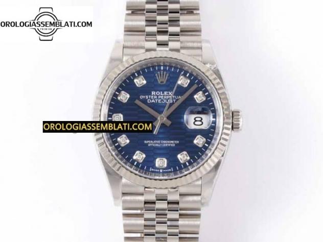 Replica Rolex Assemblata DATEJUST 36 126234 1:1 BEST EDITION ACCIAIO 904L QUADRANTE BLU CON DIAMANTI STRUTTURATI SUL BRACCIALE JUBILEE