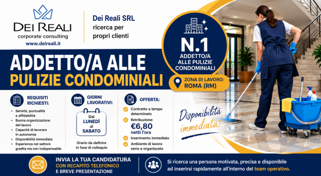 ADDETTO/A ALLE PULIZIE CONDOMINIALI – ROMA (RM)