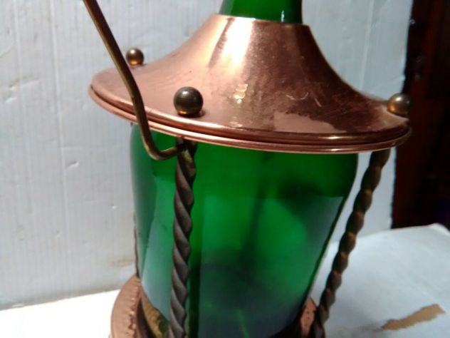 VECCHIA BOTTIGLIA MUSICALE DI LIQUORE CON CARILLON LADOR VETRO E METALLO - Foto 3