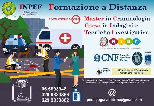 Master in Criminologia, Criminalistica, Investigazione e Psicologia Giuridica