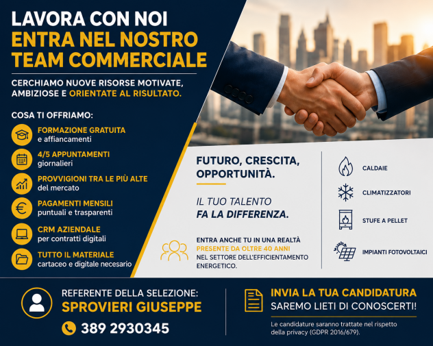 COMMERCIALE – APPUNTAMENTI PREFISSATI – FORMAZIONE GRATUITA