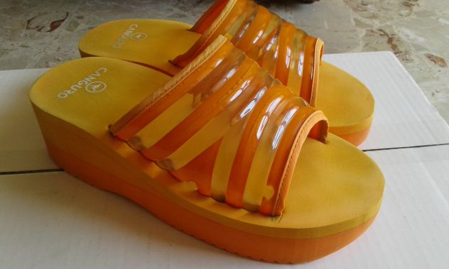 Ciabattoni zatteroni arancio con zeppa Canguro vintage nuovi 39/40 - Foto 4