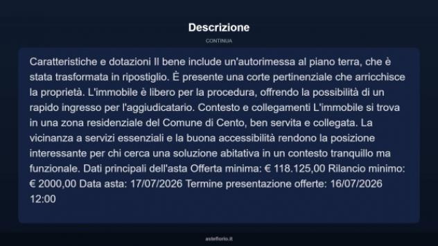Immobile in asta di 121 m² con più di 5 locali e box auto in vendita a Cento - Foto 4