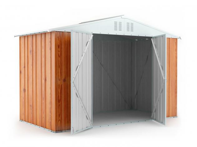 Box in Acciaio Zincato Casetta da Giardino in Lamiera 3.27 x 1.55 m x h2.15 m - 114 KG - 5.06 metri quadri - LEGNO - Foto 2