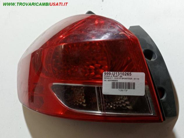 FANALE POST. SX 999-U1310265 Parti elettriche  Fanaleria  Fanali  Fanale post. sx. RENAULT - CLIO III SPORTOUR - 01-05-2009 - 01-03-2013, RENA
