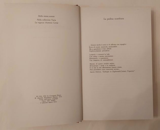 La pedina scambiata di Georgette Heyer 1°Ed:Arnoldo Mondadori Editore,marzo 1972 - Foto 3