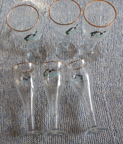 6 BICCHIERI DA BIRRA DORELEI IN VETRO CON DISEGNO CICOGNA - COME NUOVI - - Foto 4