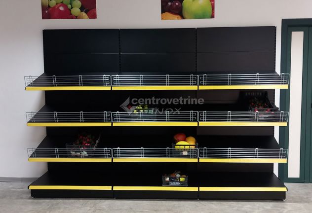 SCAFFALE FRUTTA IN FERRO NERO DA 303 CON PIANO BASE 50 E PIANI DA 50 - Foto 10