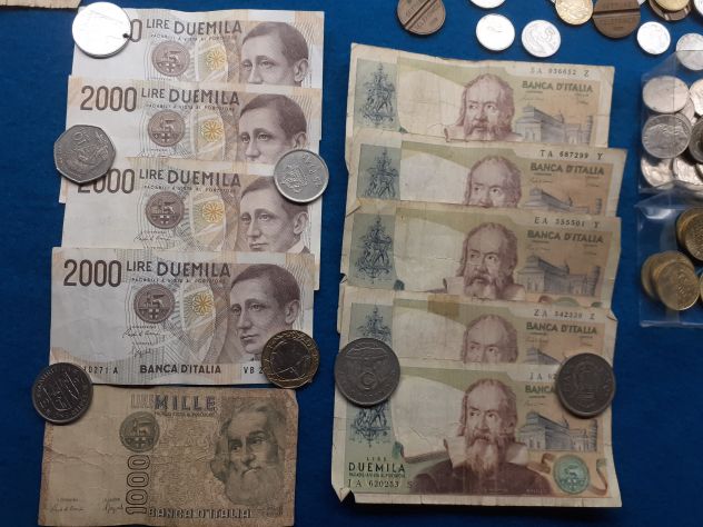 Monete e banconote "lira italiana" del 1900. - Foto 6