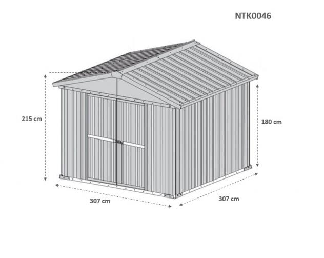 Box prefabbricato, casetta da giardino in lamiera zincata. Capanno deposito attrezzi in Acciaio Zincato 3.27 x 3.07 m x h2.15 m - 145 KG – 10,04 metri - Foto 4