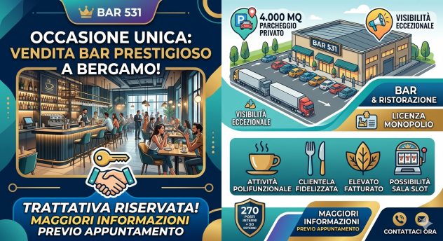 Bar tabacchi ristorazione con possibilità di slot - rif. BAR531