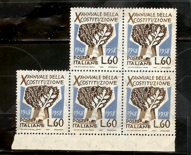 ITALIA francobolli in blocco di 5 - 1944-1958 - Foto 5