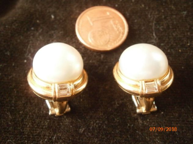Orecchini autentici in oro, perle e brillantini - Foto 6