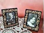 Coppia cornici   portaritratti vintage   rivestite in  velluto  nero