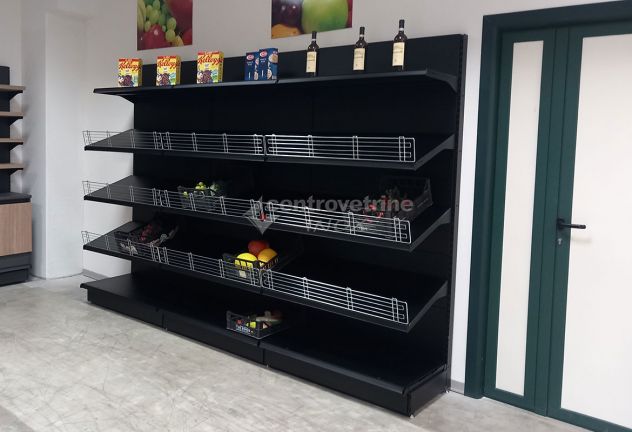 SCAFFALE FRUTTA IN FERRO NERO DA 303 CON PIANO BASE 50 PIANI DA 50 E PIANO MARK - Foto 3