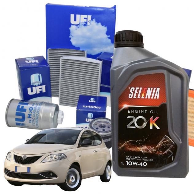 Kit Tagliando 3 Filtri Ufi 4 Litri Olio Selenia 20K 10w40 per Lancia Ypsilon