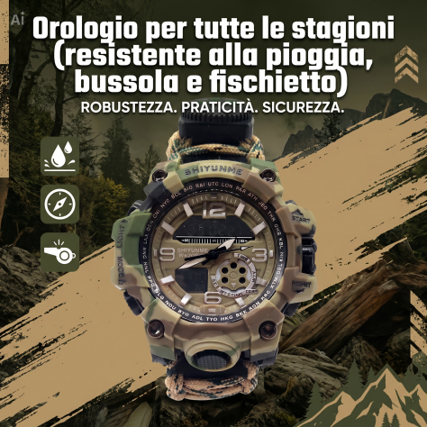 Braccialetto Tattico Multifunzione 7-in-1 – Orologio Survival Professionale - Foto 4