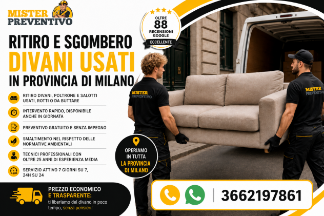 Sgombero divani in provincia di Milano