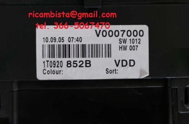 1T0920852B Volkswagen Touran 1.9 quadro strumenti - Foto 2