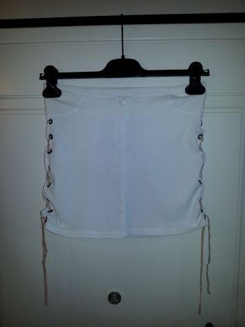 UNA MINIGONNA DA DONNA/RAGAZZA,VINTAGE,ELASTICIZZATA,LEGGERA,BIANCA,ESTIVA,ADERE - Foto 5