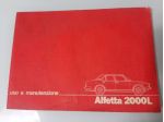 ALFA ROMEO ALFETTA 2000 L USO E MANUTENZIONE  ANNO 1979   ORIGINALE