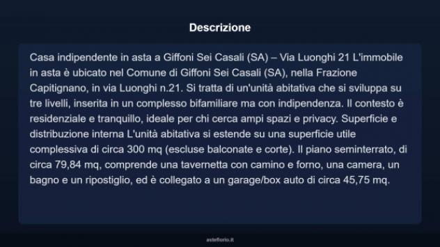 Immobile in asta di 935 m² con più di 5 locali e box auto in vendita a Giffoni Sei Casali - Foto 4