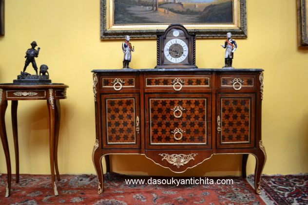 Servante stile Luigi XV transizione lastronata a marqueterie - Foto 5