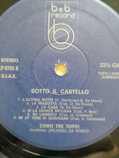 Disco Vinile Lp 33 giri Coro Tre Torri - Sotto al Castello, originale anni '80 - Foto 5