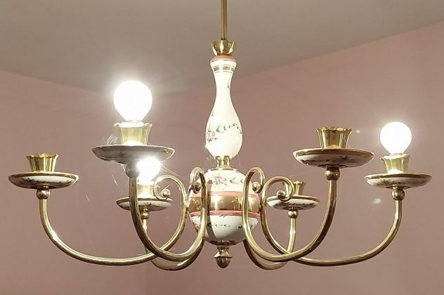 LAMPADARIO CHANDELIER OTTONE 6 LUCI