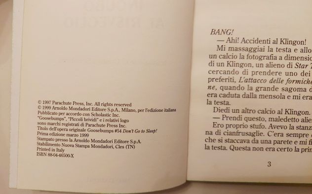 Piccoli Brividi:Incubo al risveglio n.54 di R.L.Stine 1°Ed.Mondadori, marzo 1999 - Foto 3